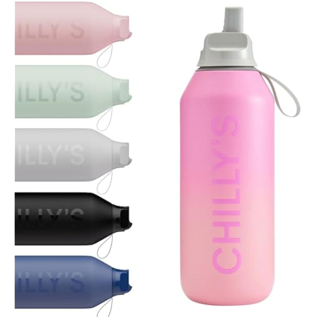 Chilly's Series 2 Flip Water Bottle – Insulated Stainless Steel, 1L