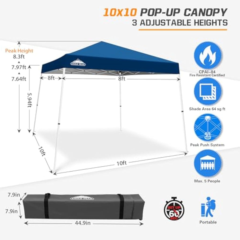 EAGLE PEAK 3m x 3m Slant Leg Pop-up Canopy Tent | UV Protection - Red
