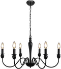 MRHYSWD 6-Light Black Chandelier – Vintage Metal Candle Pendant Light