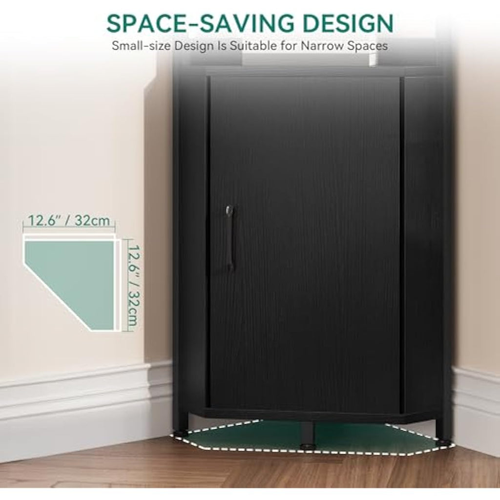 YITAHOME Corner Bookshelf | 4-Tier Industrial Storage Rack with Cabinet