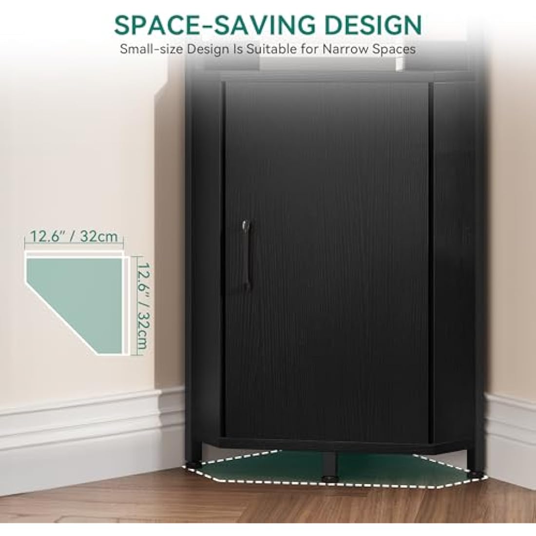 YITAHOME Corner Bookshelf | 4-Tier Industrial Storage Rack with Cabinet
