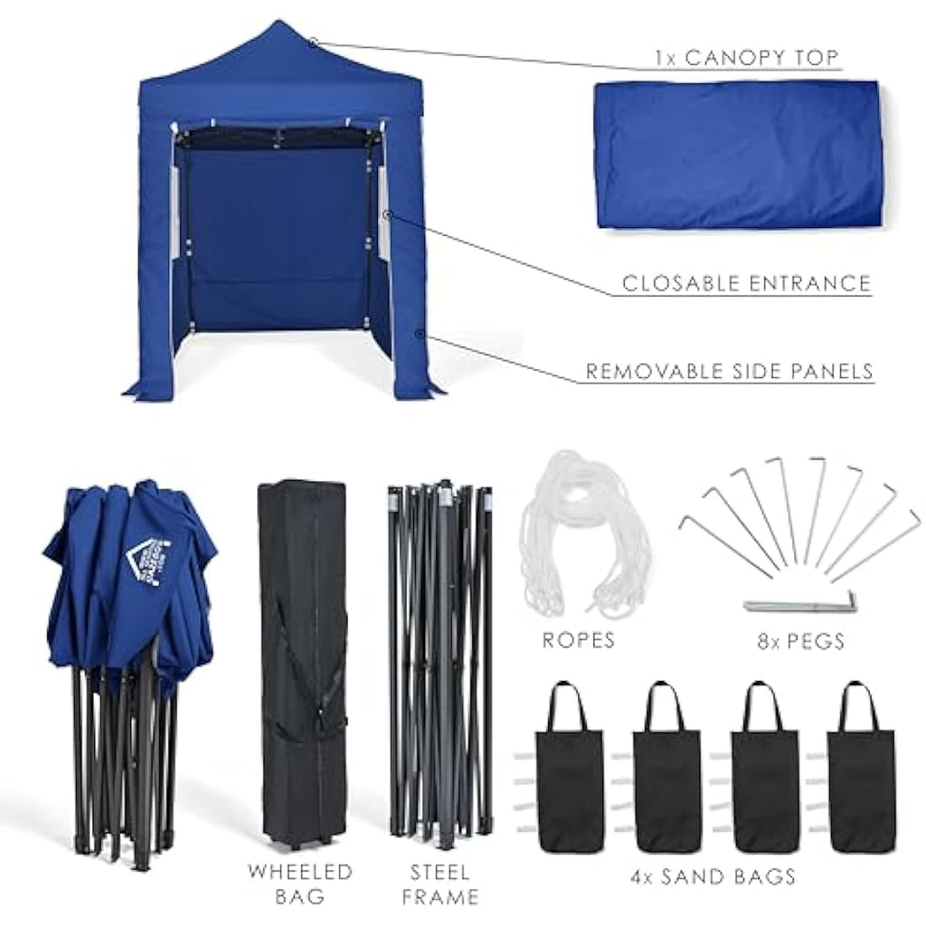 All Seasons Gazebos 3x2m Heavy Duty Pop Up Gazebo with Side Walls - Blue