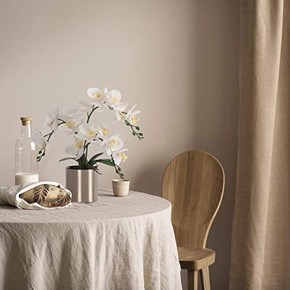 Jolof Store White Artificial Orchid Bonsai | Faux Phalaenopsis with Vase