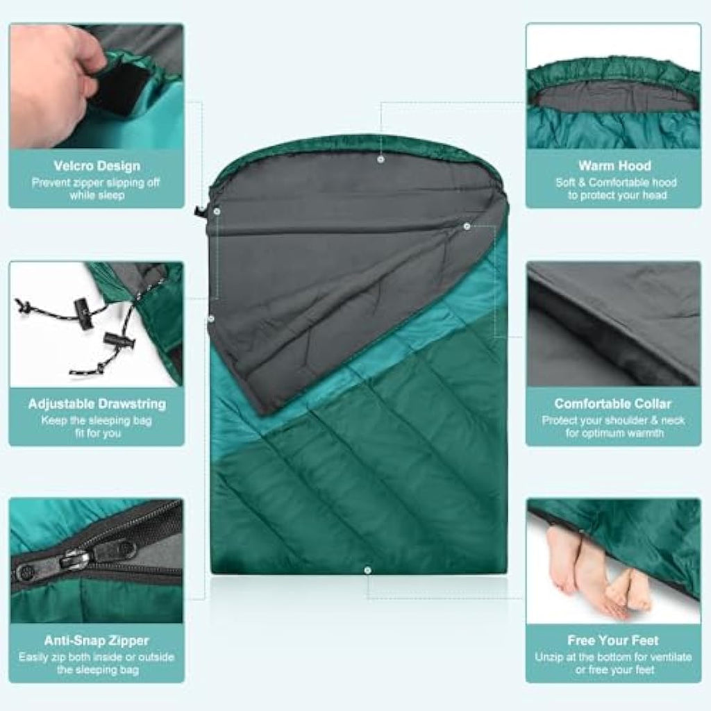 Mcota Double Sleeping Bag | XL Queen Size Waterproof Camping Gear