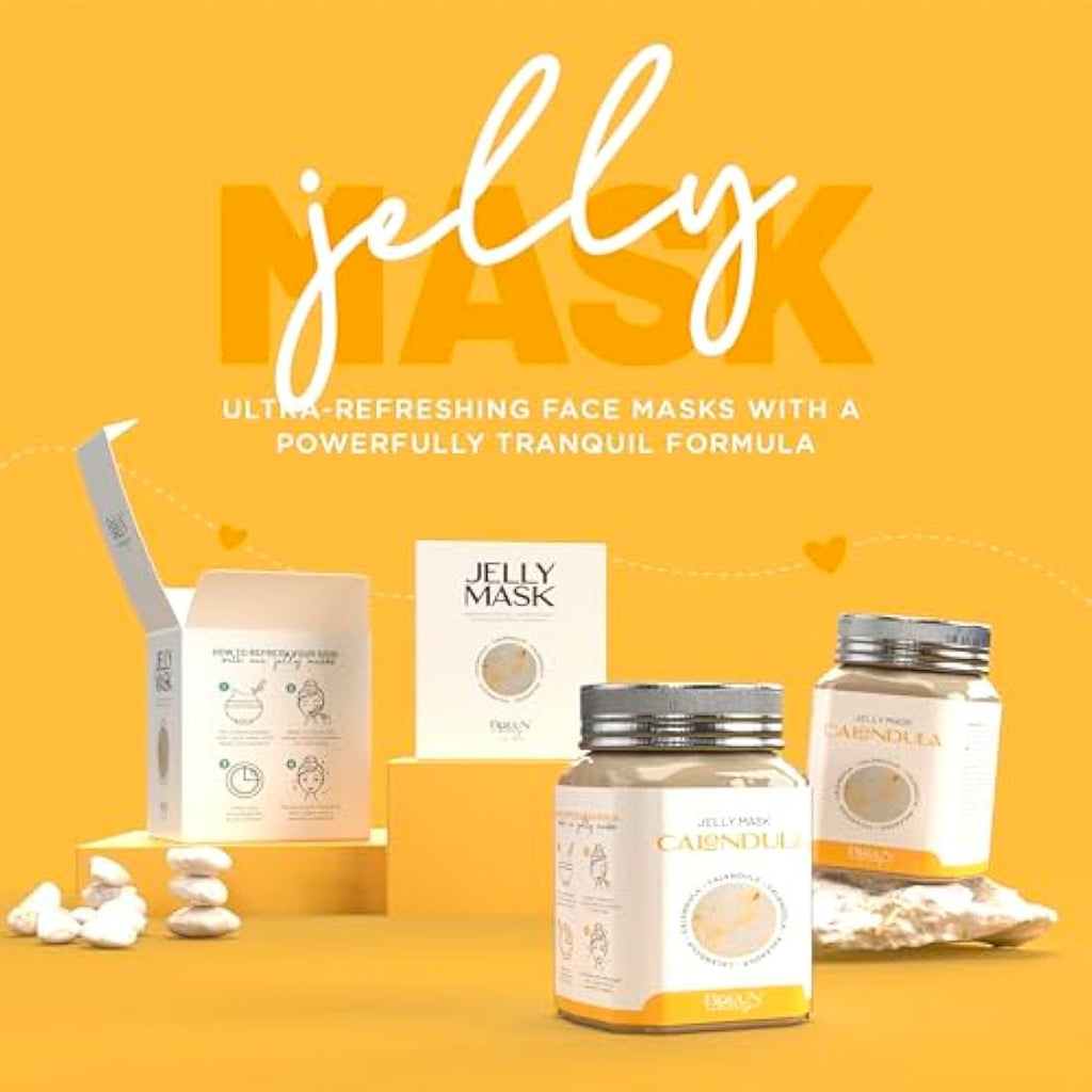 BRÜUN Calendula Jelly Mask Jar | Peel-Off Rubber Face Mask - 23 fl oz