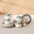 Karaca Globe Porcelain Turkish Coffee Cup Set - 12 Piece Gold Rim Espresso