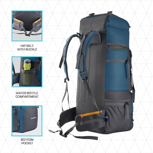TRAWOC STONEX 60L Trekking Rucksack – Hiking Travel Backpack for Men & Women