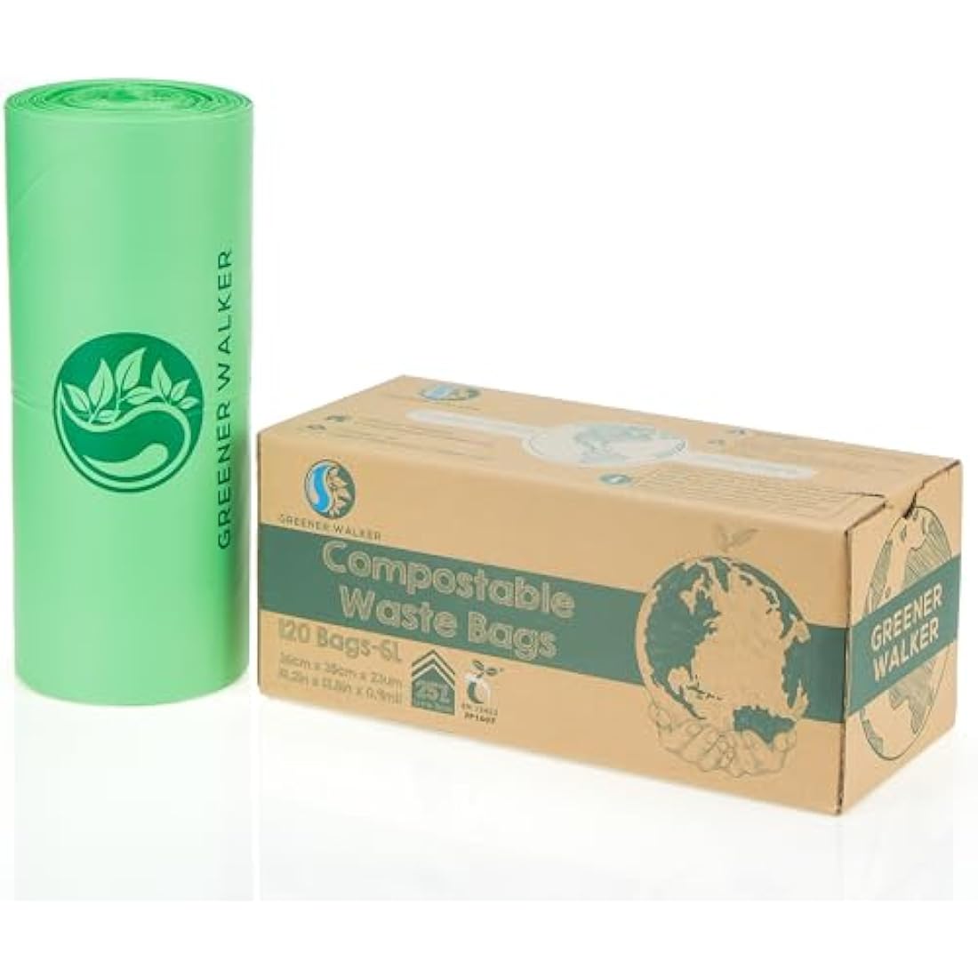 Greener Walker 6L Compostable Caddy Bin Liners – 120 Extra Thick Bags
