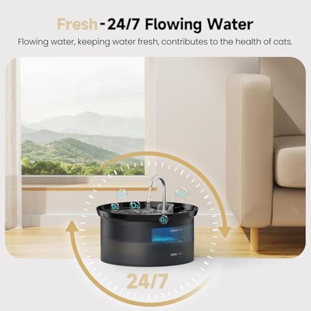 BMDSAE Cat Water Fountain - 2.8L Ultra Silent Pet Dispenser with Filter