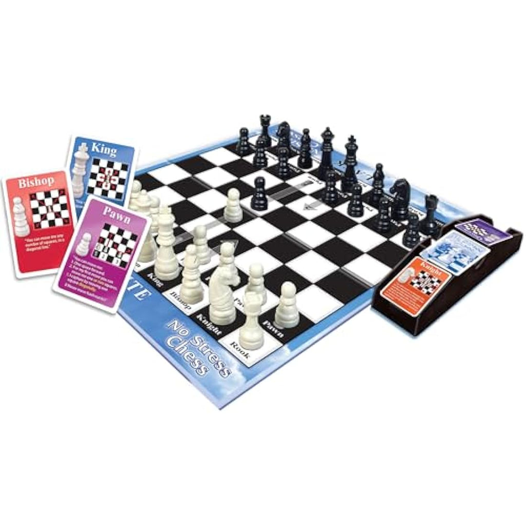 No Stress Chess Set by Jolof Store – Beginner Board Game with Action Cards