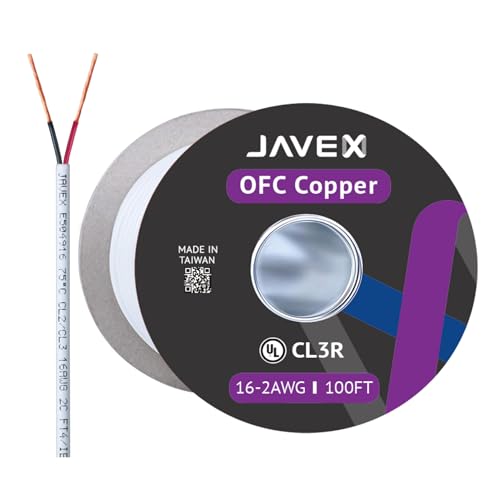 JAVEX 16 Gauge OFC Speaker Wire | UL-CL3 Certified Audio Cable, 30.5M