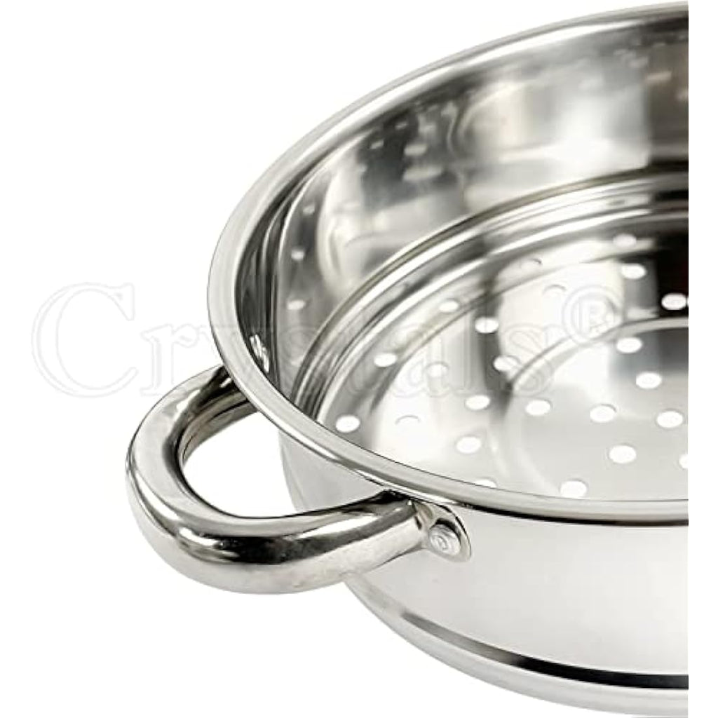 Jolof Store 3-Piece Stainless Steel Steamer Pot Set with Glass Lids