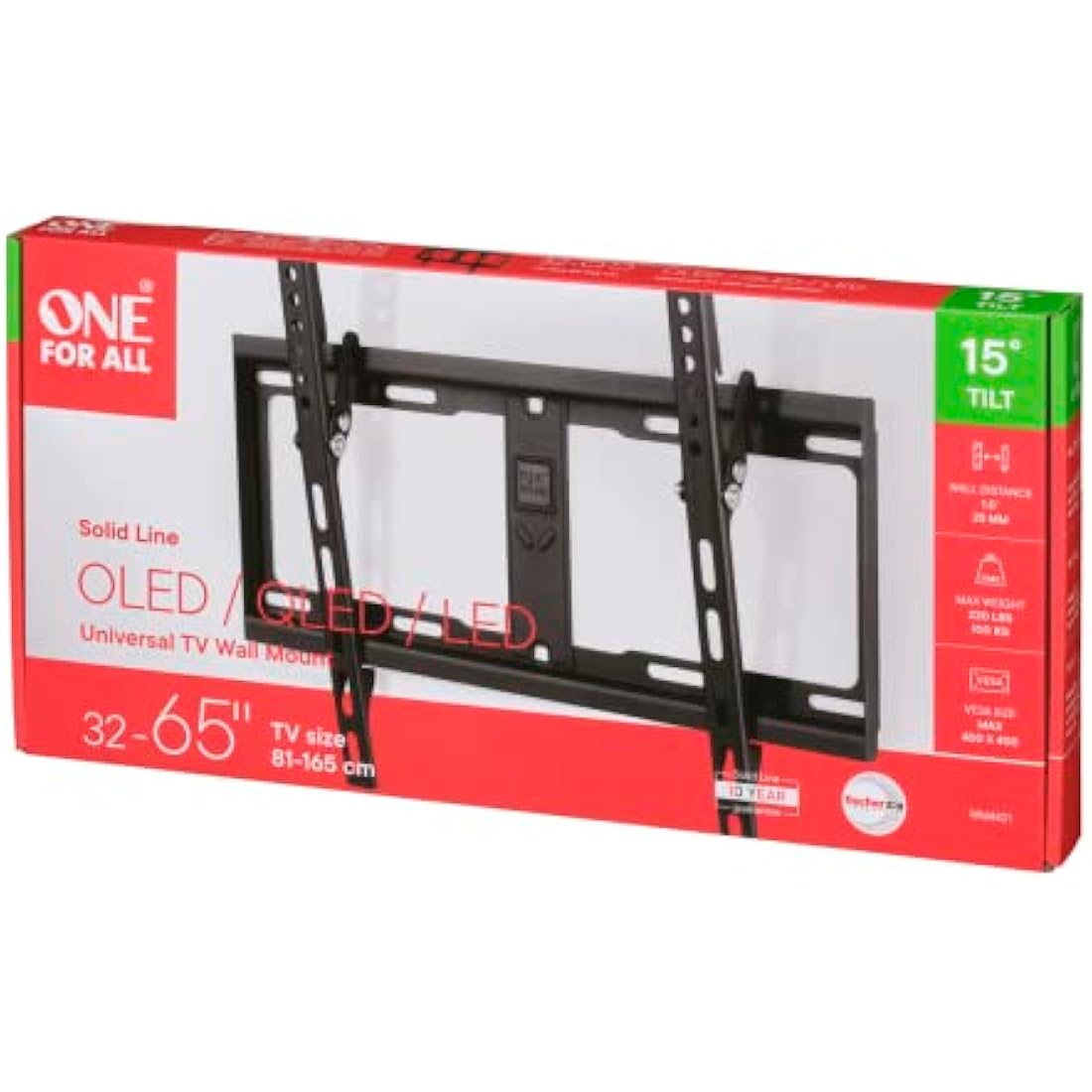 One For All Tilting TV Wall Mount | 32-65 Inch LED LCD | 15° Tilt – WM4421