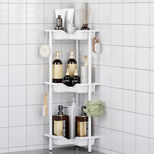 OriwarE 3-Tier Rustproof Corner Shower Caddy - Floor Standing Shelf