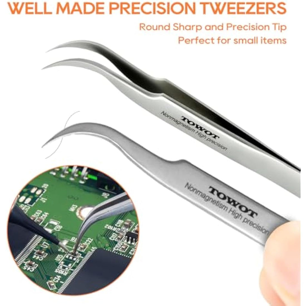 Jolof Store Precision Stainless Steel Tweezers Set for Electronics – 5 PCS