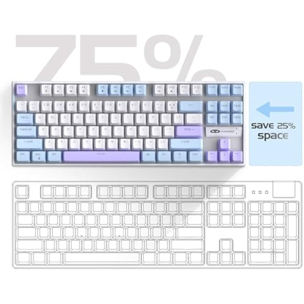 MageGee 75% Mechanical Gaming Keyboard | Red Switch TKL - White/Blue