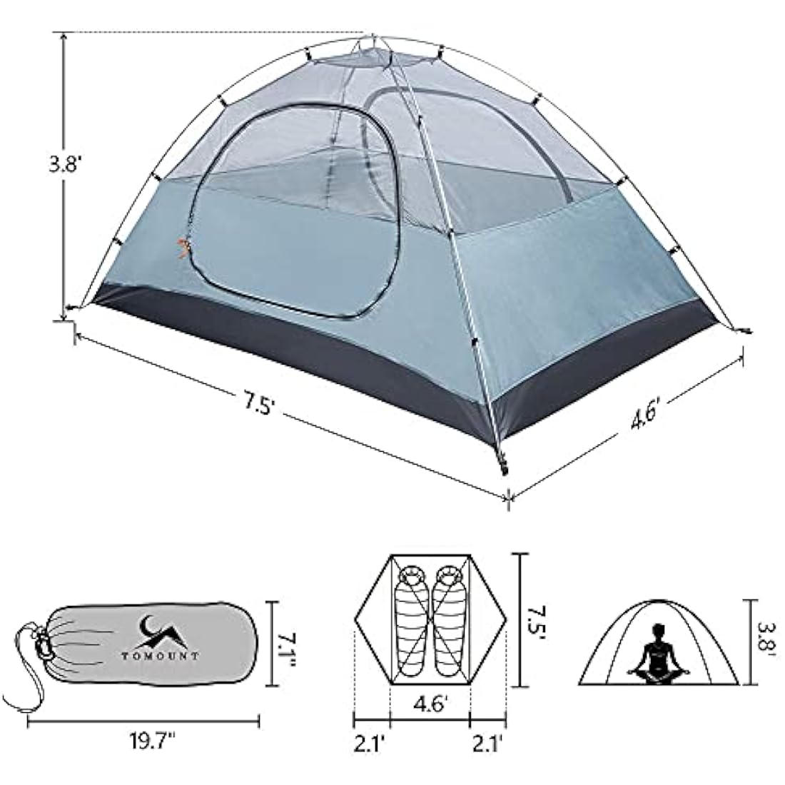 2 Person Backpacking Tent – Waterproof 3-Season Camping Gear