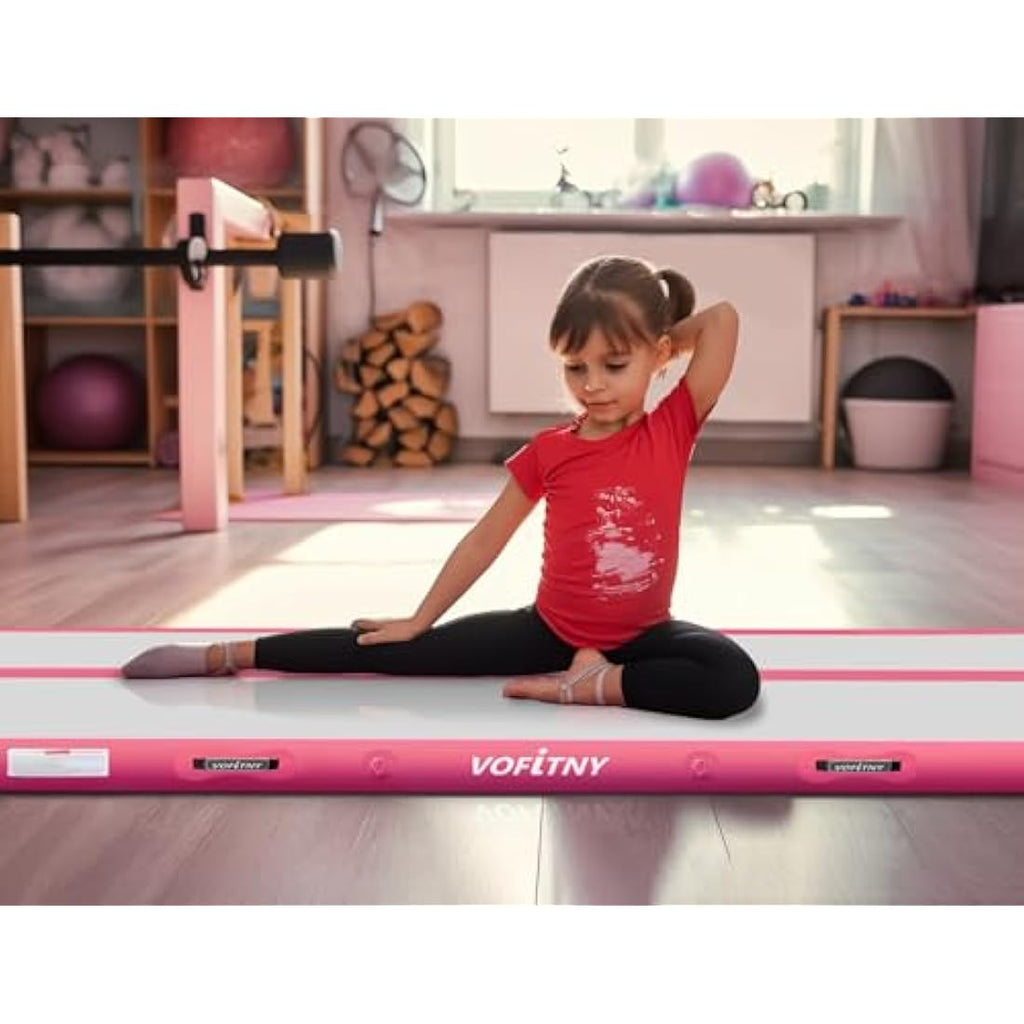VOFiTNY Inflatable Gymnastics Mat – 10ft Air Tumbling Track for Home, Pink
