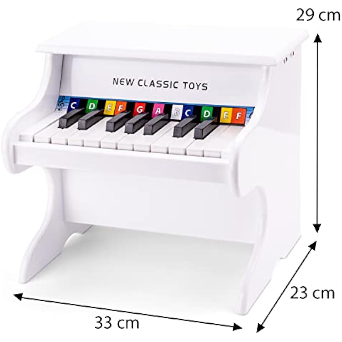 New Classic Toys Wooden Toy Grand Piano | 18-Key Musical Toy - White