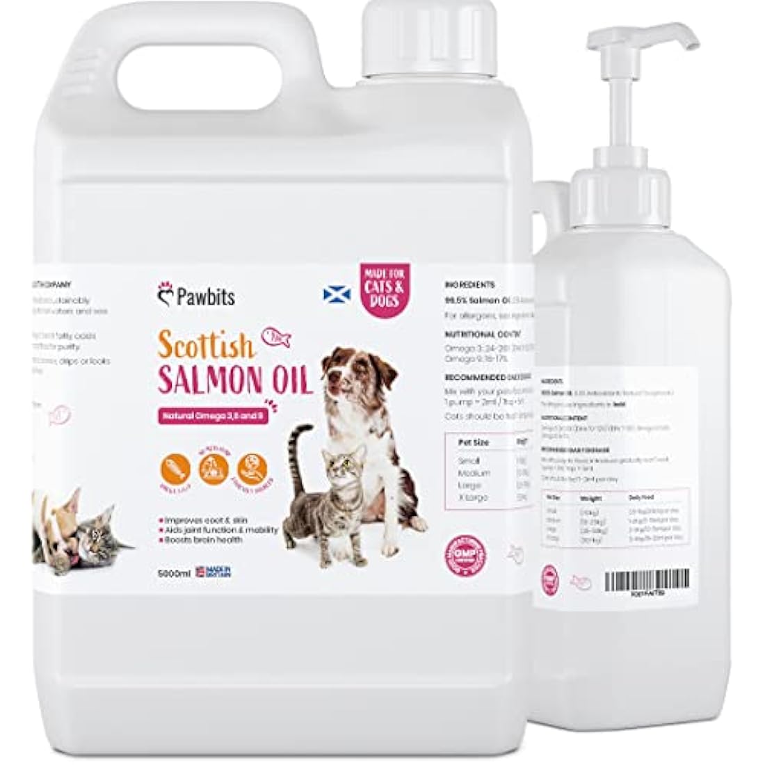Pawbits Scottish Salmon Oil for Dogs & Cats – 5L Natural Omega 3 6 9