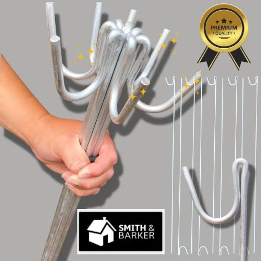 Smith & Barker Galvanised Fencing Pins - 10 Pack Heavy Duty Garden Stakes