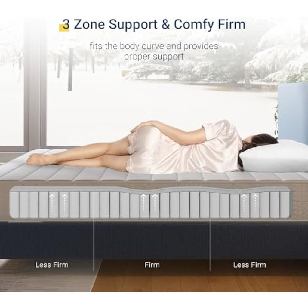 Avenco 3 Zone Pocket Sprung Single Mattress | Medium Firm 90x190cm