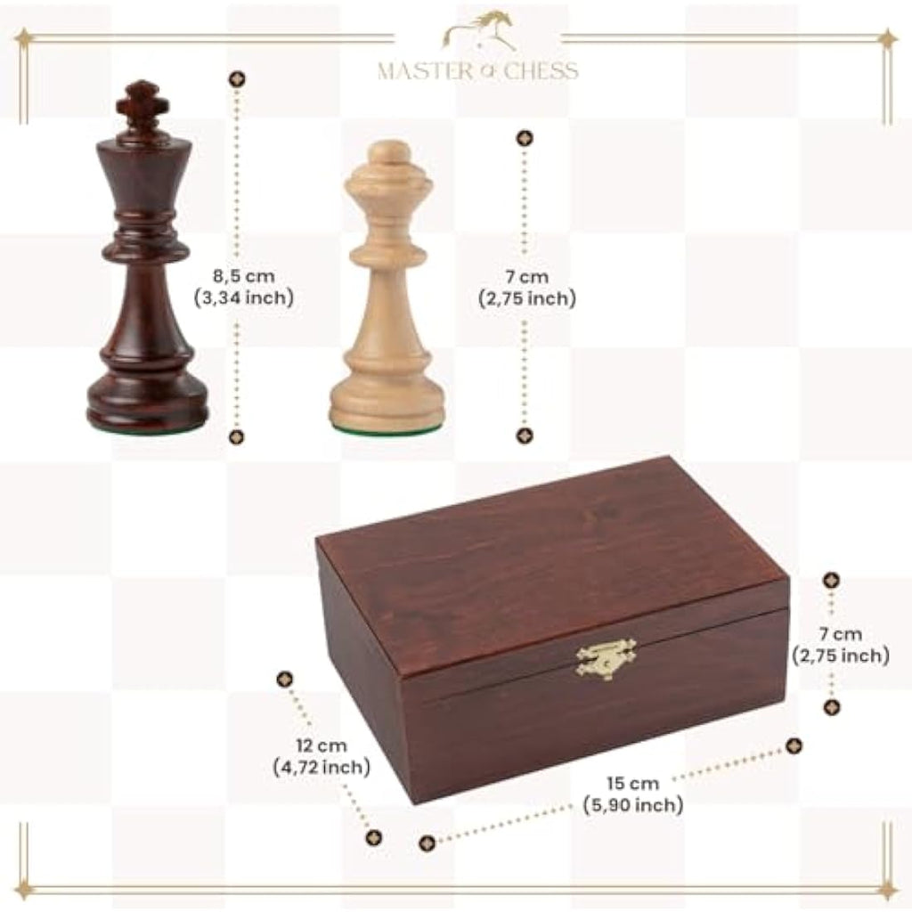 Staunton No. 4 Wooden Chess Pieces in Mahogany Box