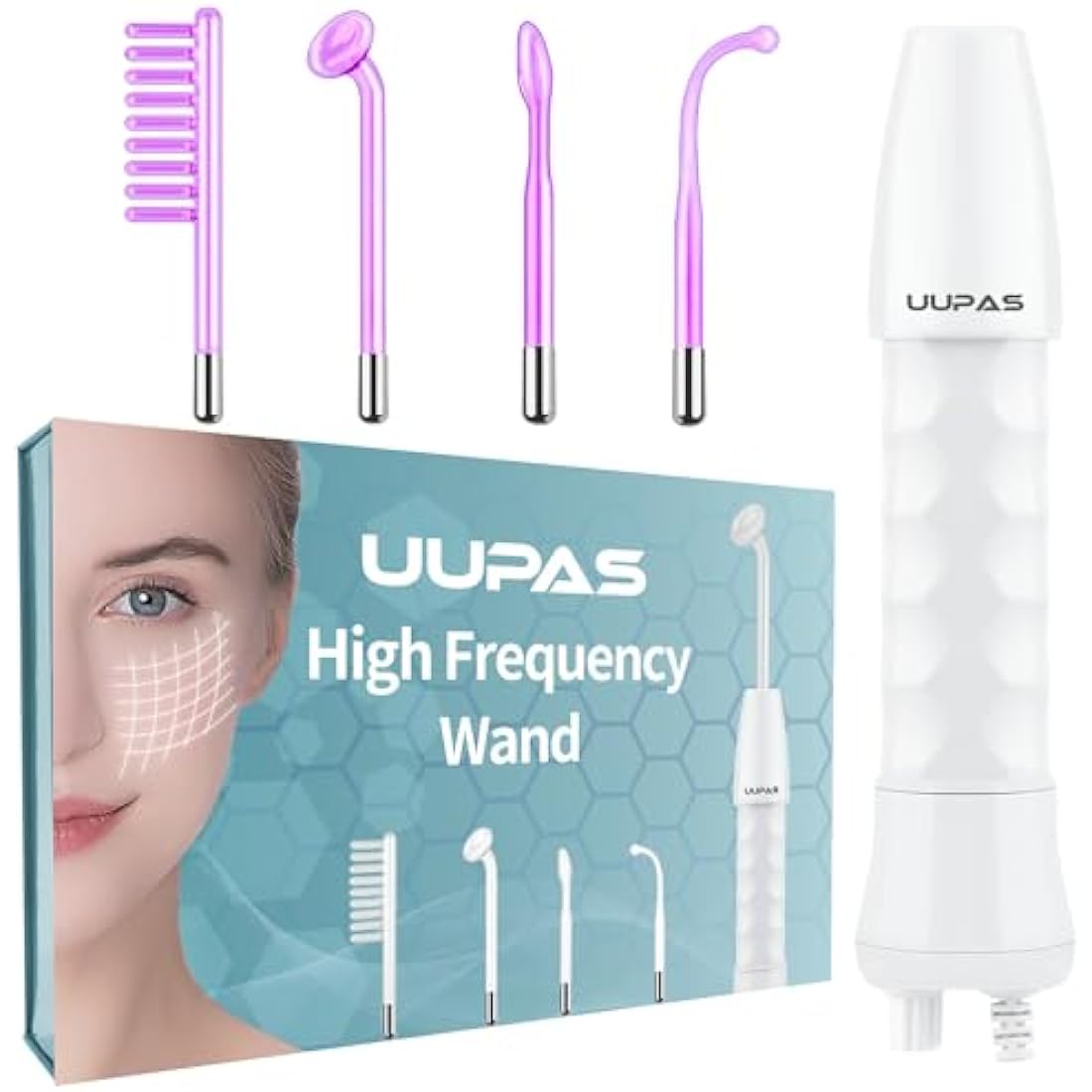 UUPAS High Frequency Facial Wand – Argon Skin Machine with 4 Tubes