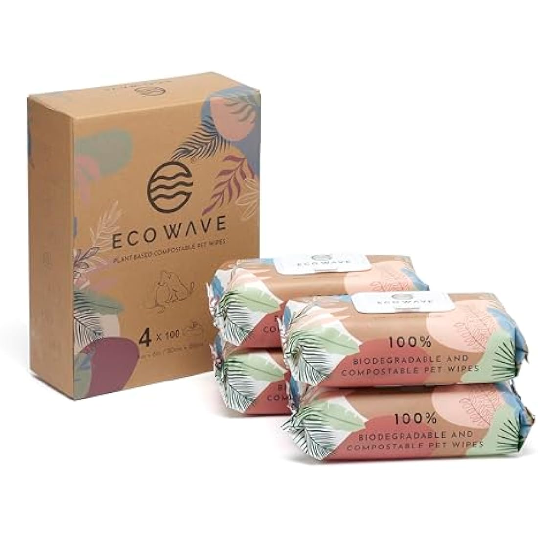 Eco Wave Compostable Pet Wipes – 400 Count Plant-Based Grooming Wipes
