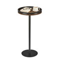 ZEXVIDA Small Round Side Table,Drink Table with Weighted Base,Industrial Metal & Wood Pedestal End Table with Tray Top