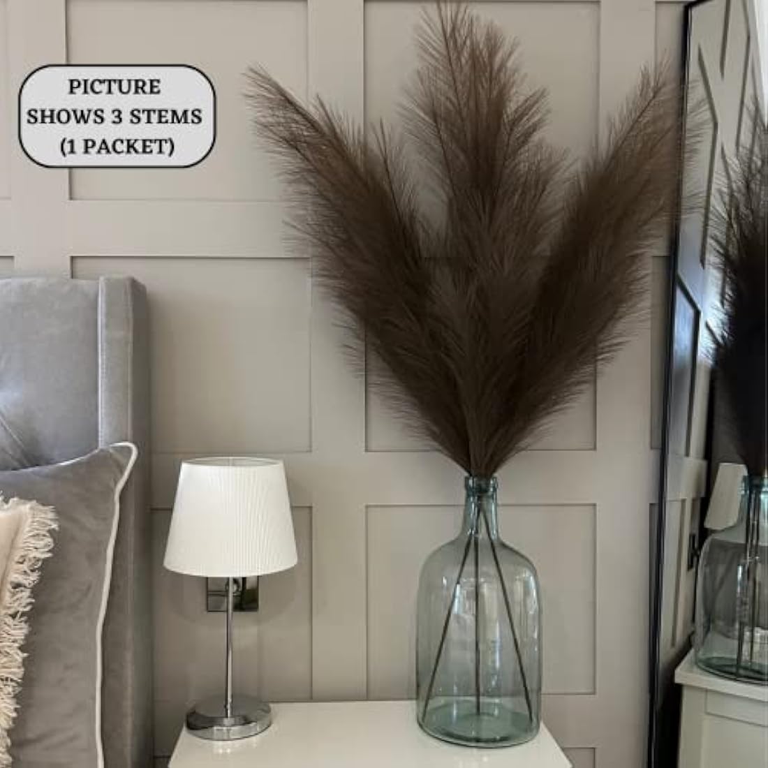VOULUX Dark Brown Faux Pampas Grass – 115cm Tall Silk Artificial Stems