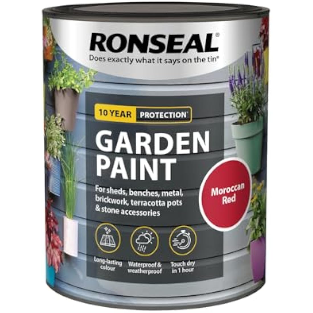Ronseal Garden Paint – Moroccan Red Weatherproof Exterior Paint, 750ml