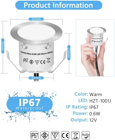 HIBOITEC 16Pcs LED Decking Lights – IP67 Waterproof Cool White Plinth Kit