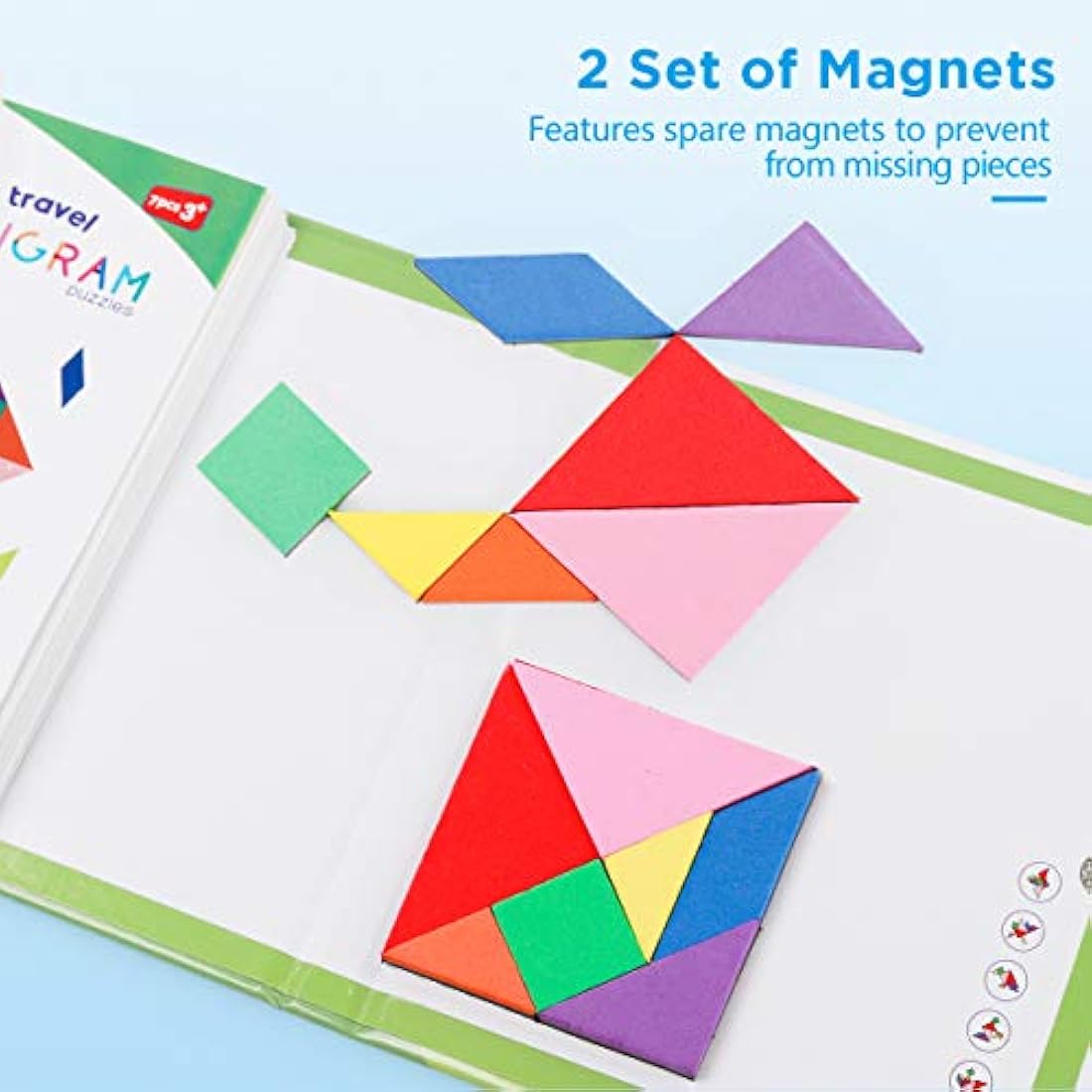 Coogam Magnetic Tangram Travel Puzzle – 3 Set IQ Book Educational Toy