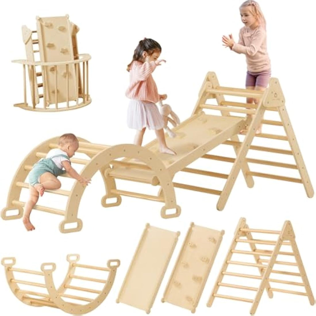 3-in-1 Foldable Wooden Montessori Climbing Triangle Set