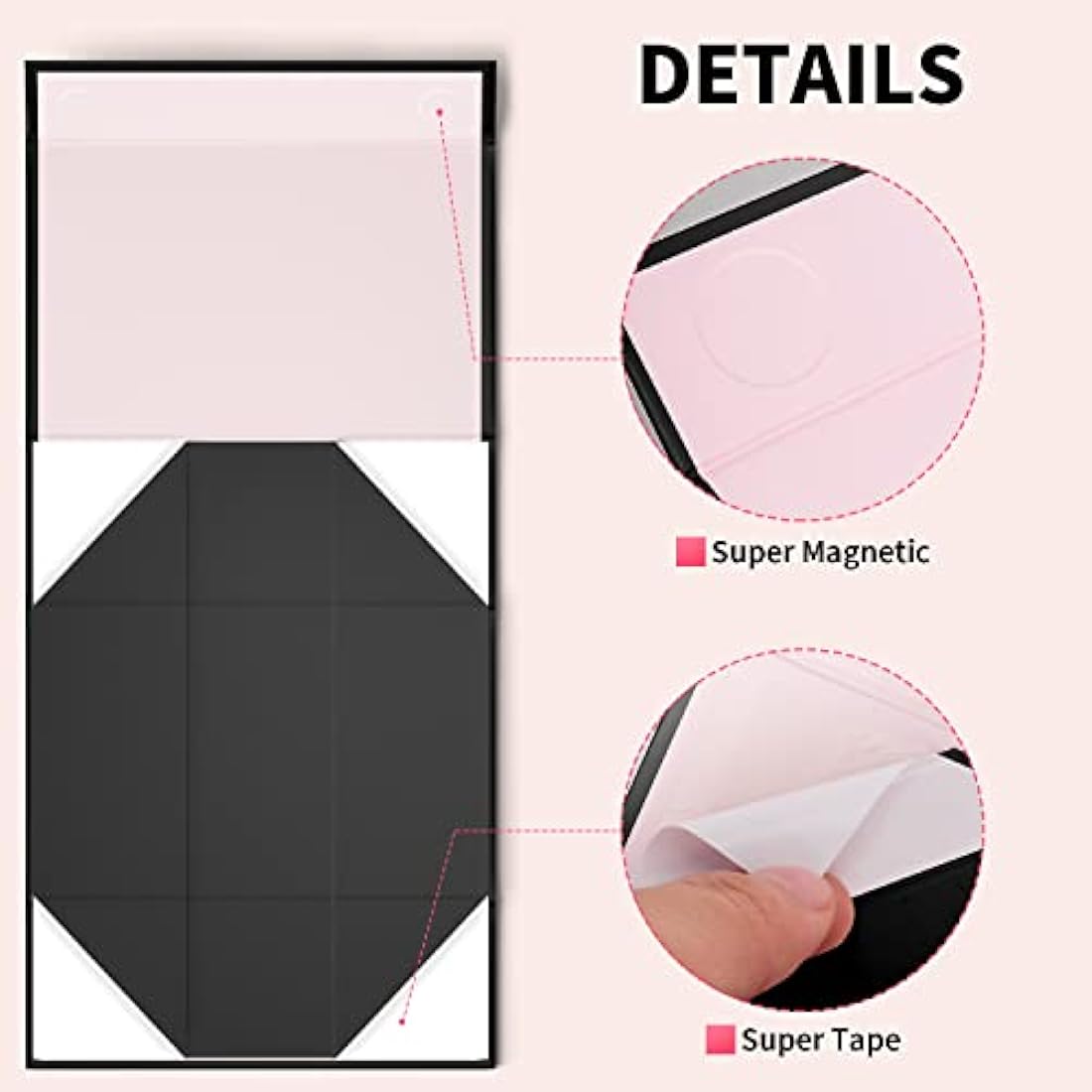 GIFTSAY Large Magnetic Gift Box | Black Collapsible Paper Box for Weddings