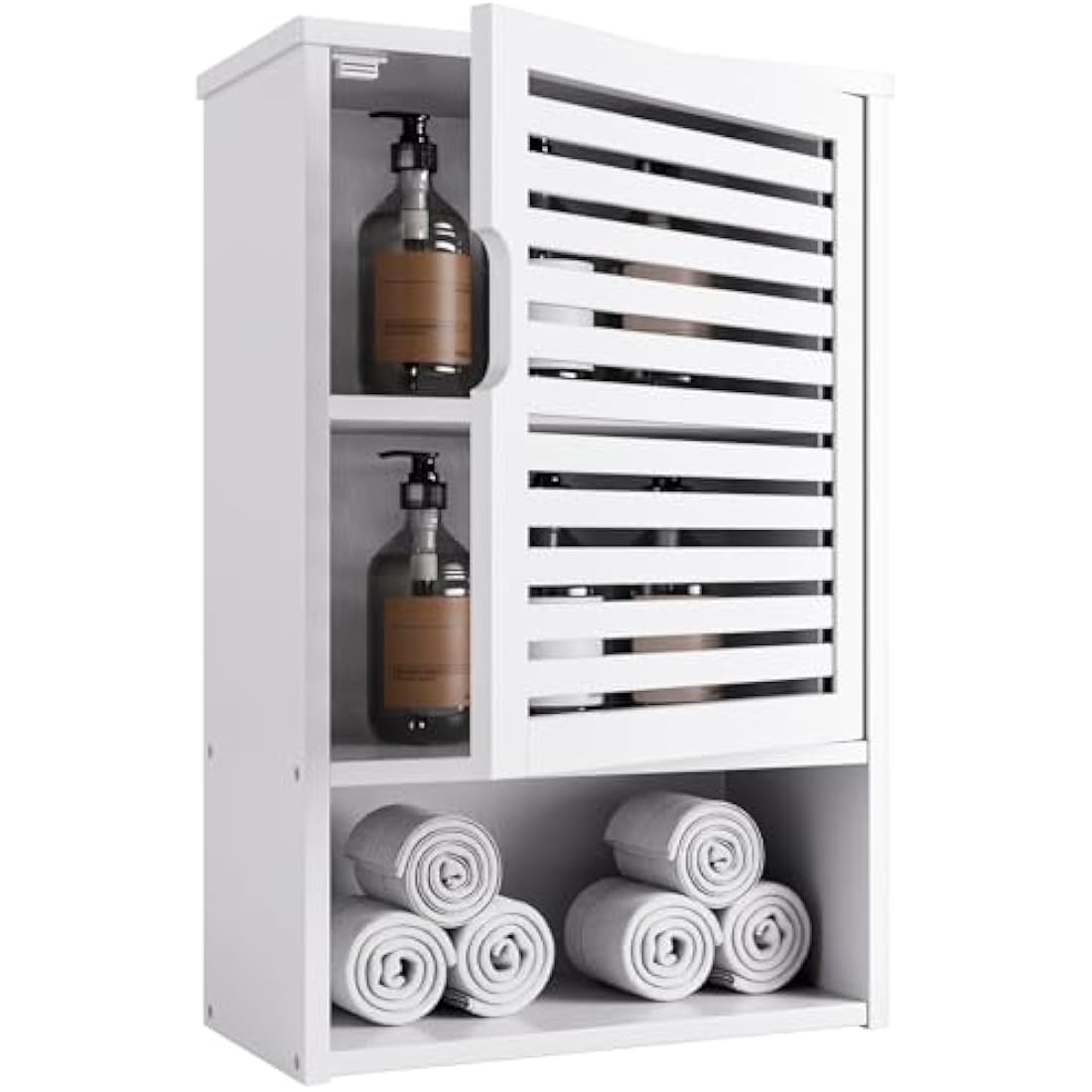 HITNET White Bamboo Bathroom Wall Cabinet | Hanging Medicine Cupboard