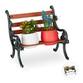 Relaxdays Mini Flower Bench – Rustic Wood & Cast Iron Plant Stand