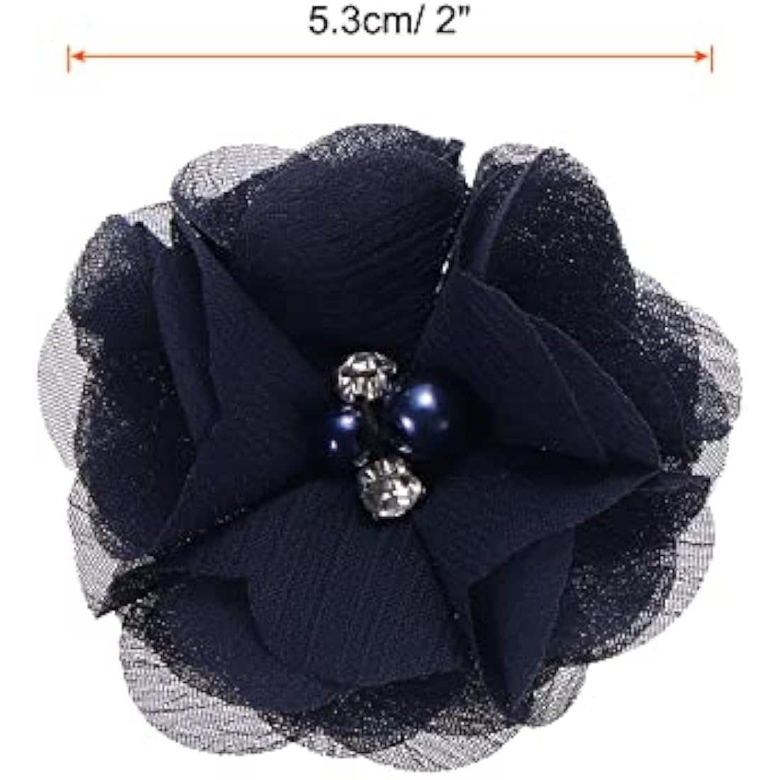 Jolof Store Dark Blue Chiffon Flower Heads with Rhinestones - 20 Pack