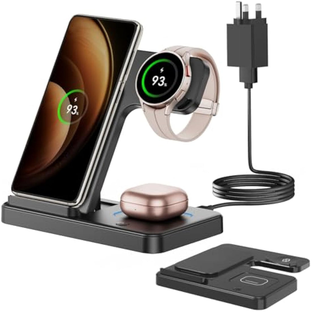 GEEKERA 3-in-1 Foldable Wireless Charger for Samsung Galaxy Watch & Buds