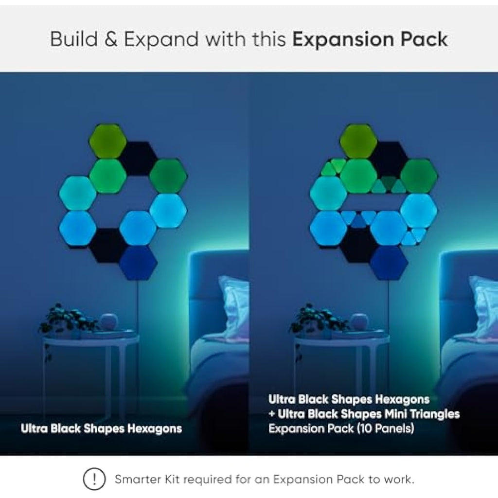 Nanoleaf Shapes Ultra Black Mini Triangles Expansion Pack | 10 LED Panels