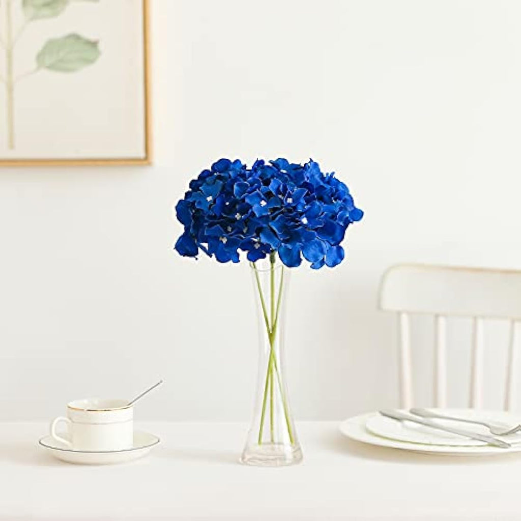 Tifuly 12Pcs Artificial Silk Hydrangeas for Wedding Decor – Royal Blue