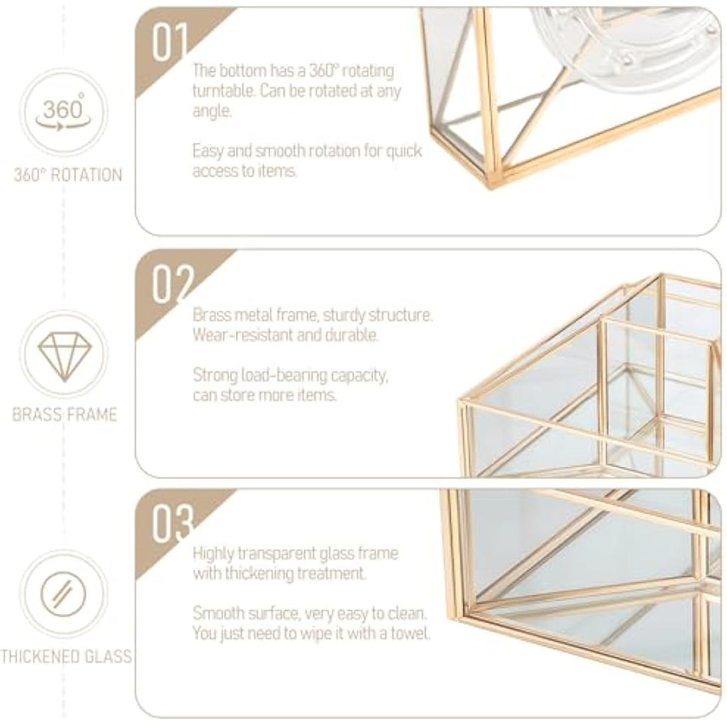 SLHEQING 360° Drehbarer Make-up-Organizer – Glas Schmink Aufbewahrung