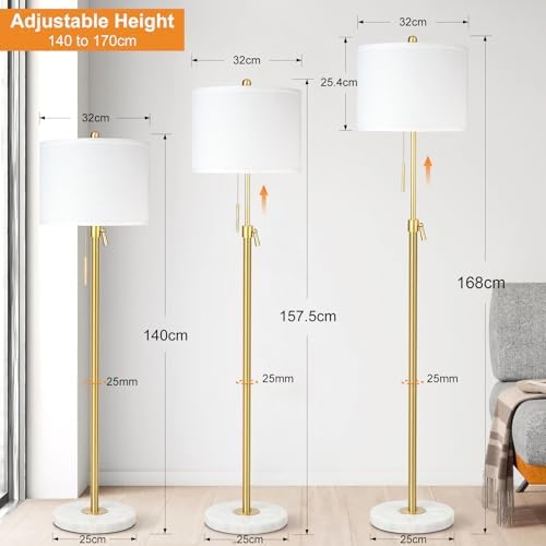 Jolof Store Modern Gold Floor Lamp | Adjustable Height & 3 Color Modes