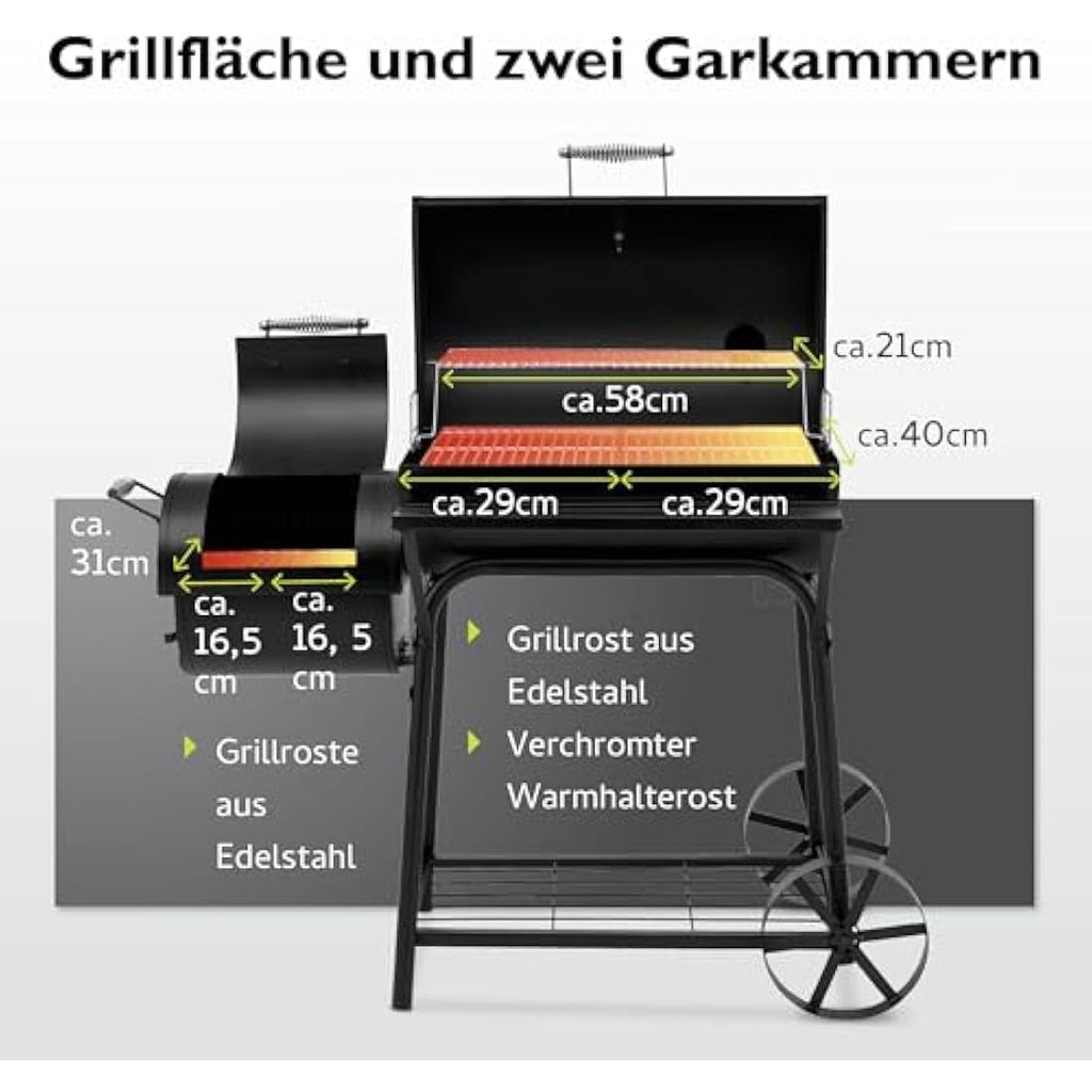 Tepro Biloxi Offset BBQ Pit Barrel Smoker – Charcoal Outdoor Grill