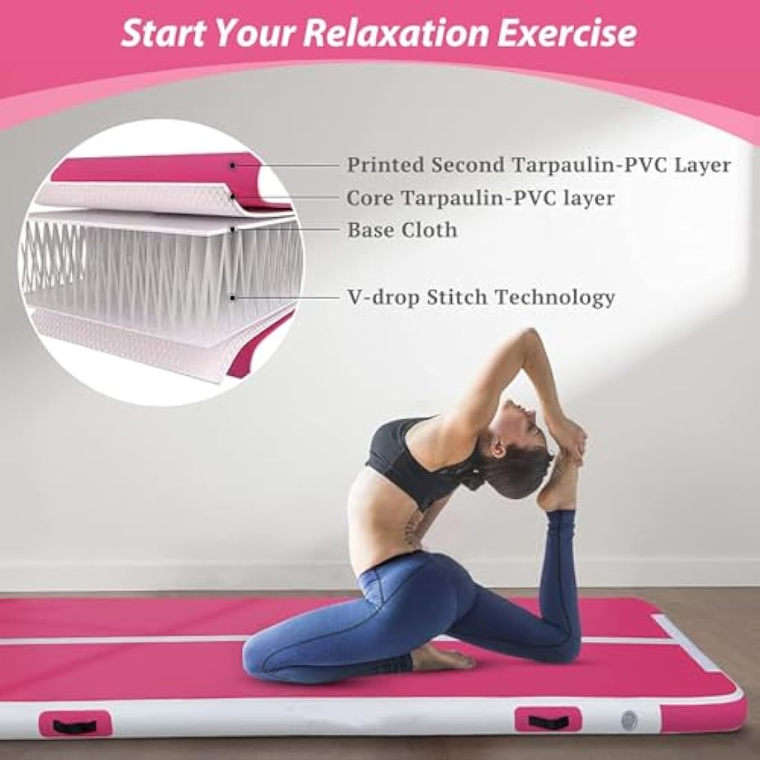 MEKETUM Inflatable Air Tumble Track Gymnastic Mat with Pump for Home Gym
