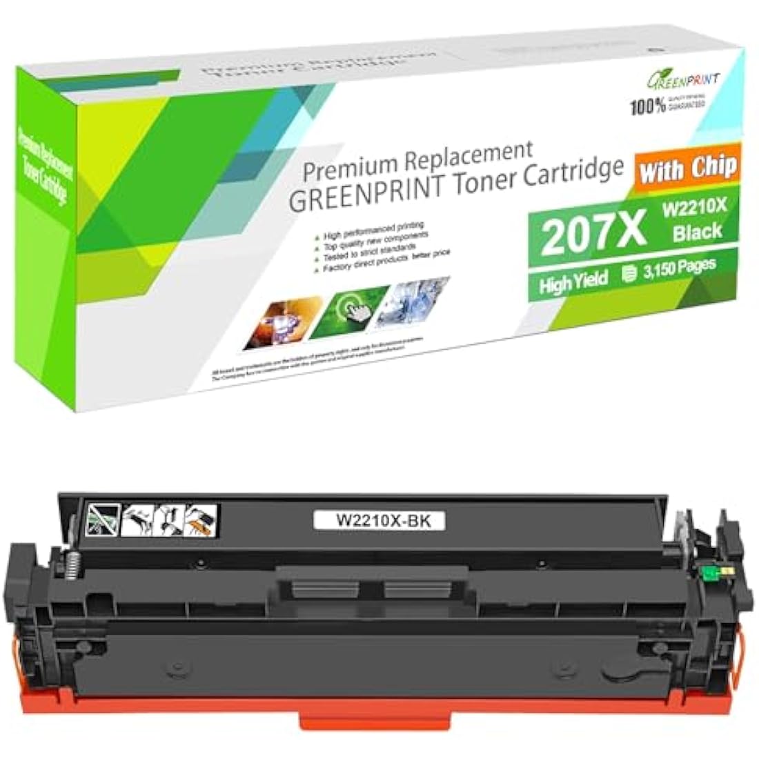 GREENPRINT W2210X 207X Black Toner Cartridge for M255 M282 M283 Printers