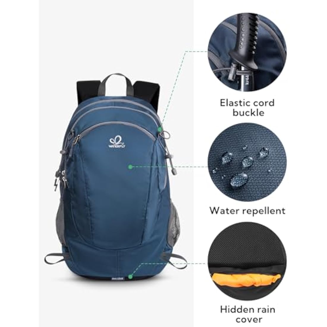 Waterfly 25L Hiking Backpack – Water Resistant Daypack with Rain Cover