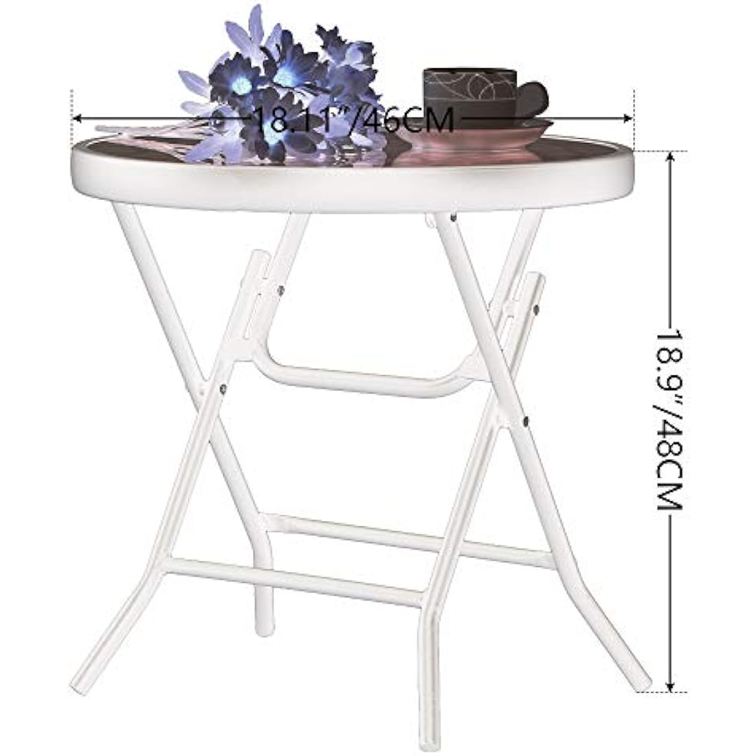 PHI VILLA Folding Side Table – Tempered Glass Outdoor Patio Table
