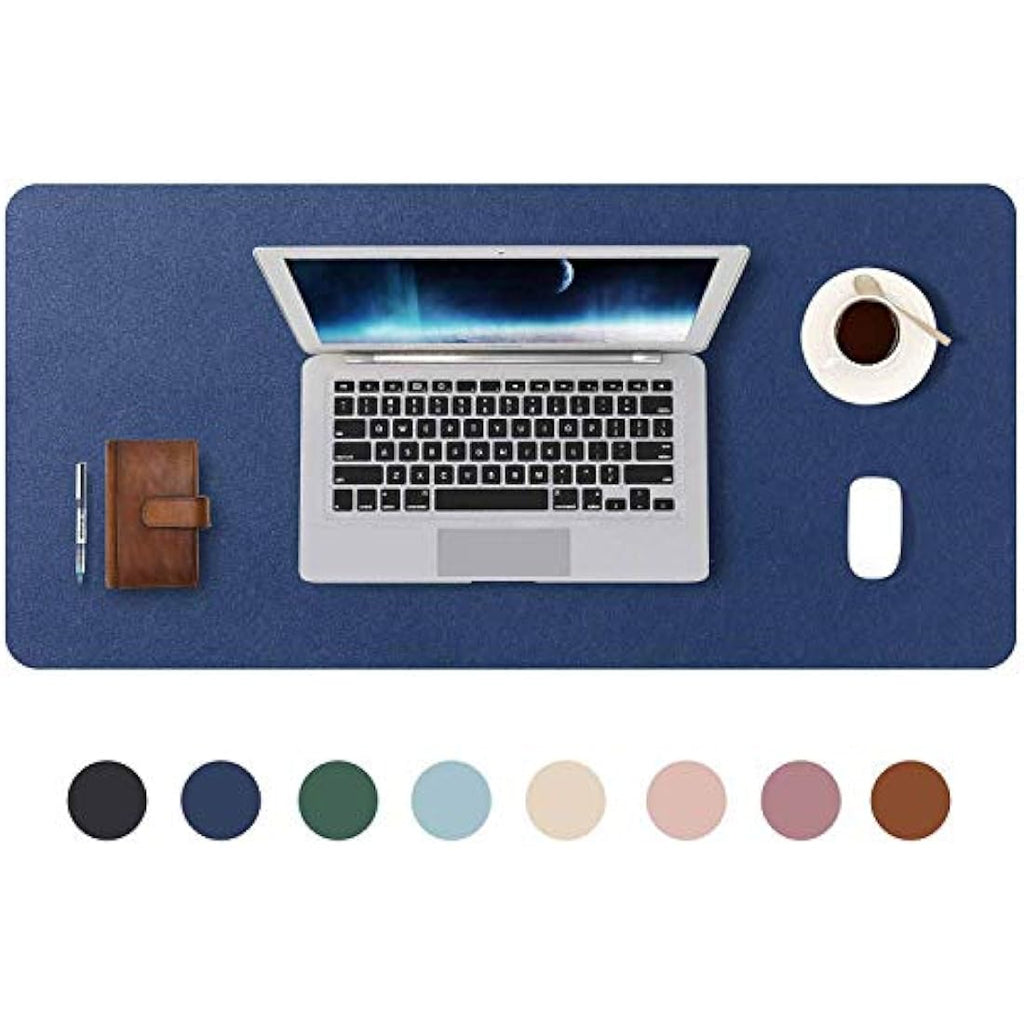 DOBAOJIA Large PU Leather Desk Pad – Waterproof Mouse Mat, Dark Blue